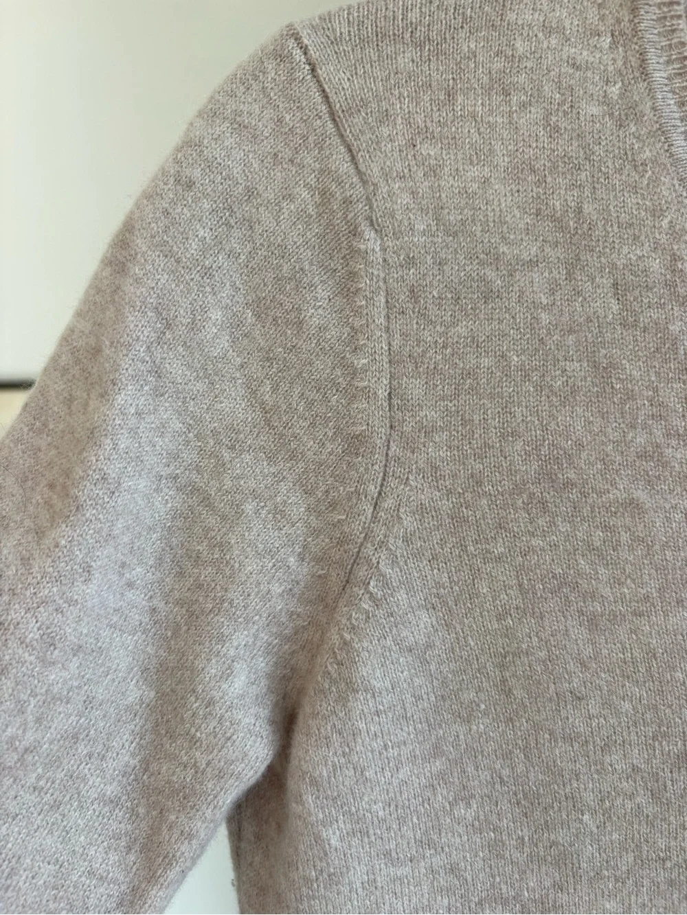 Lord & Taylor Women's V-Neck Cashmere Sweater Beige Minimalist Quiet Luxury